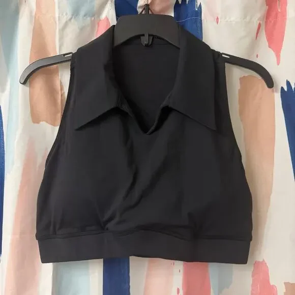 Halara SoftlyZero QuickDry Polo Collar V Neck Racerback Cropped Tennis Tank Top - Picture 6 of 13